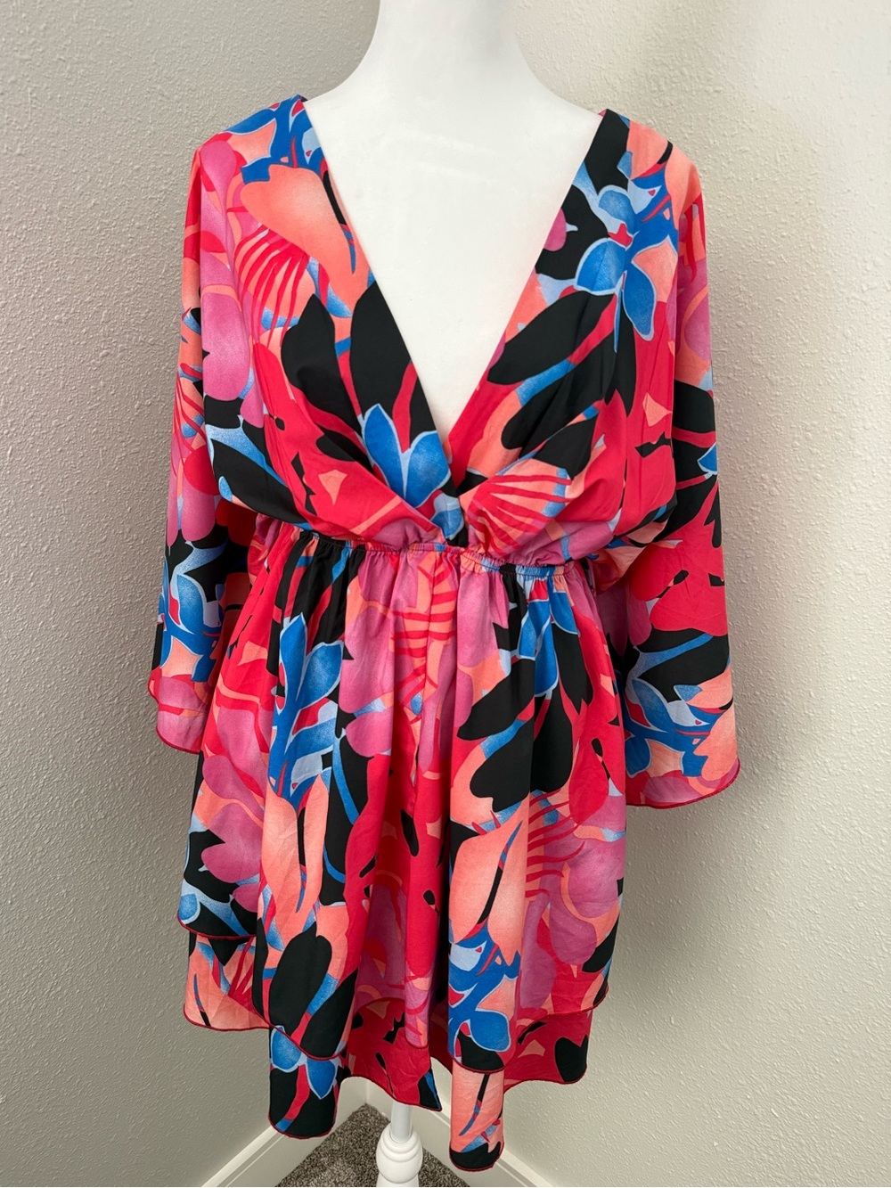 Pink Lily Tropical Print Mini Dress Medium Hawaii